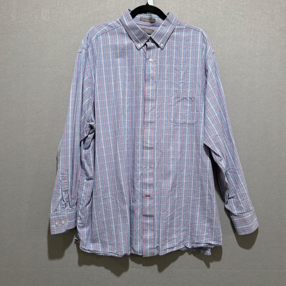 Daniel Cremieux Signature Collection Mens XXL Blue Pink Plaid Dress Shirt LS